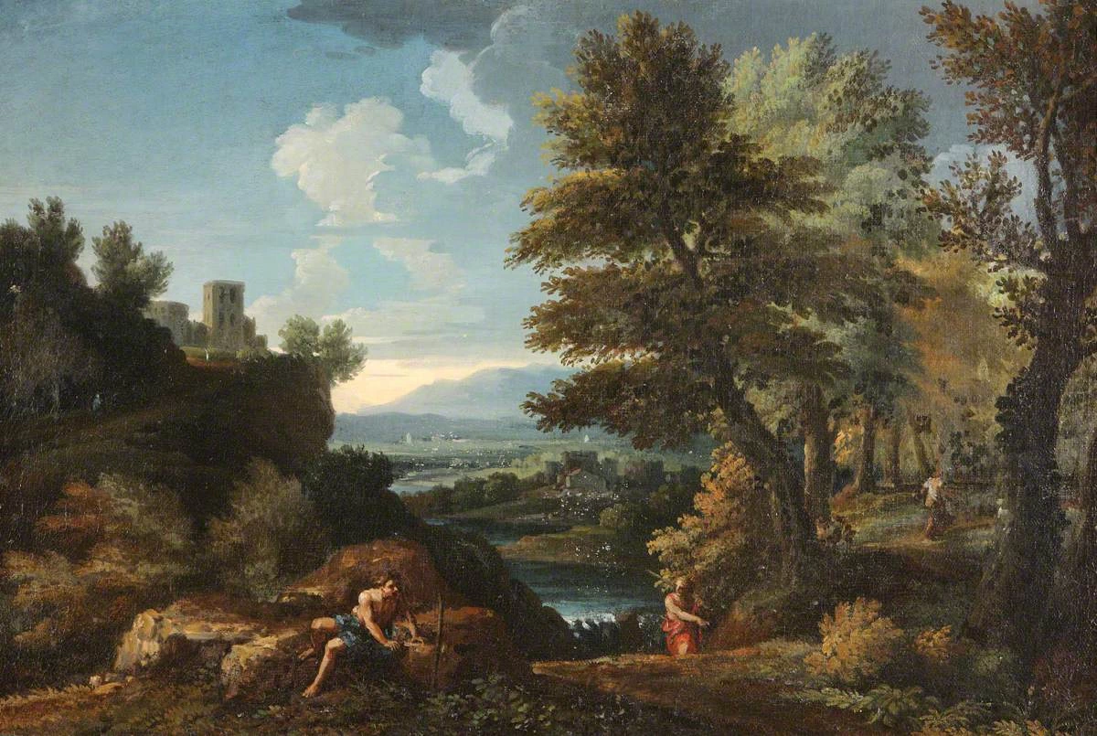 Paesaggio con viaggiatori e una lontana valle del fiume - National Trust